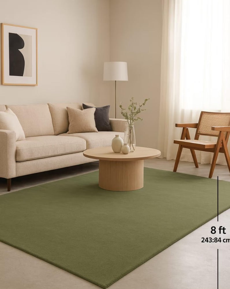 8x10 Olive Green Area Rug, Sage Green Hand Tufted Wool Rug, Solid Moss Green Carpet, Minimalist Living Room Rug, Modern Bedroom Area Rug