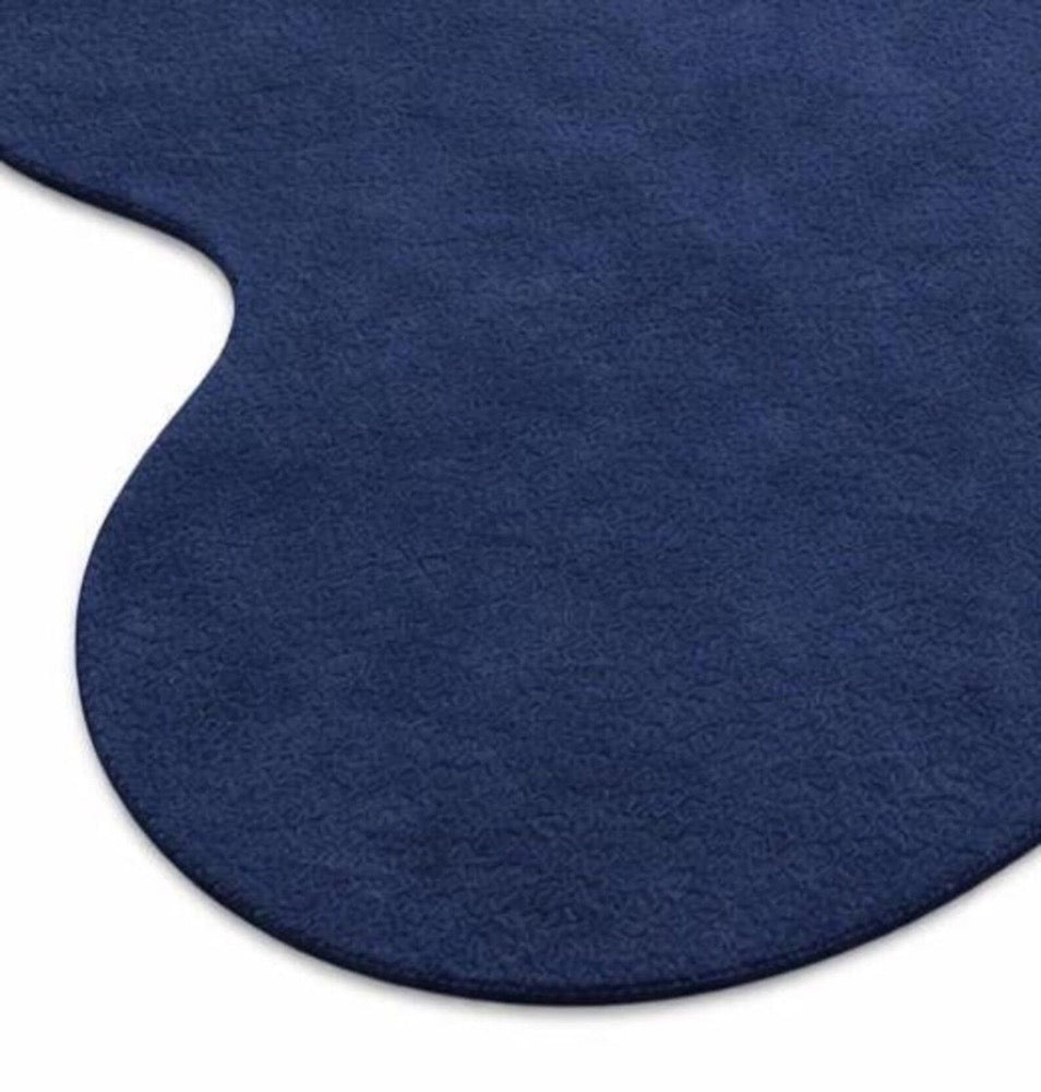 8x10 Navy Blue Organic Shape Rug, Hand Tufted Wool Area Rug, Modern Irregular Carpet, Contemporary Living Room Rug