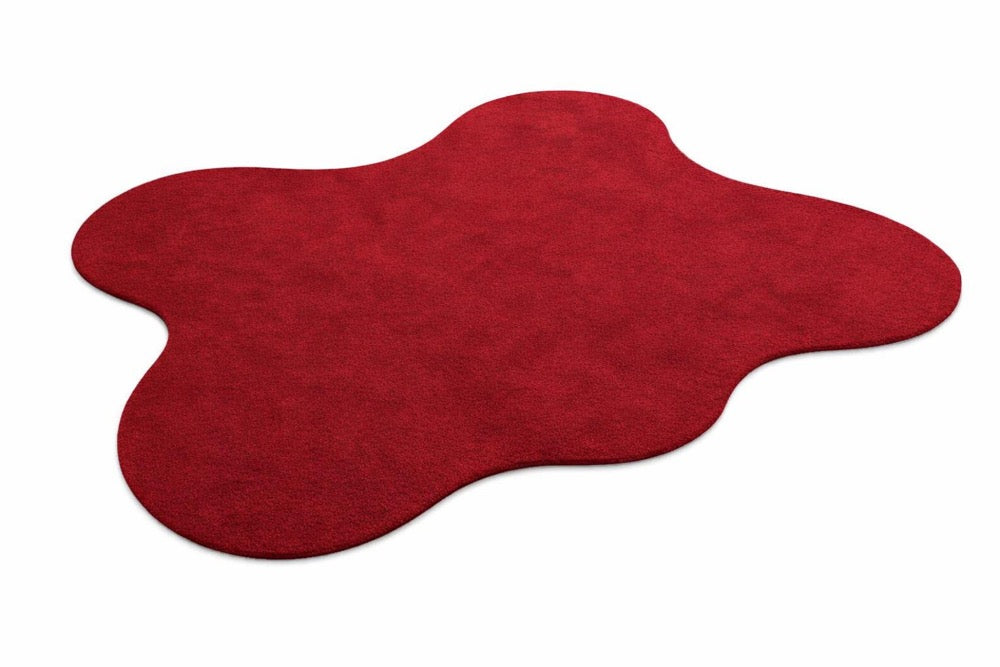 8x10 Red Organic Shape Rug, Hand Tufted Wool Area Rug, Modern Irregular Carpet, Contemporary Living Room Statement Rug