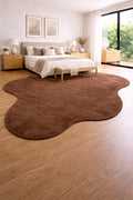 8x10 Brown Organic Shape Rug, Hand Tufted Wool Area Rug, Modern Irregular Carpet, Contemporary Living Room Rug