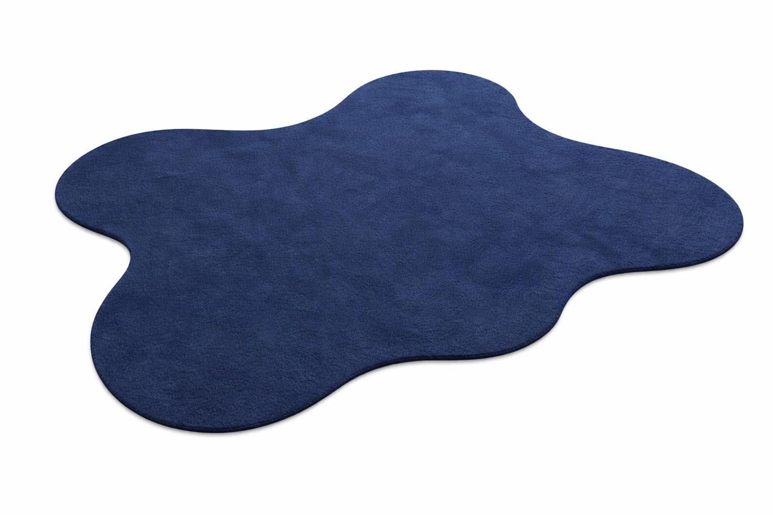 8x10 Navy Blue Organic Shape Rug, Hand Tufted Wool Area Rug, Modern Irregular Carpet, Contemporary Living Room Rug