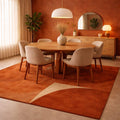 Burnt Orange Area Rug, Mid Century Modern Rug, Hand Tufted Wool Carpet, Abstract Geometric Rug, Contemporary Living Room Decor