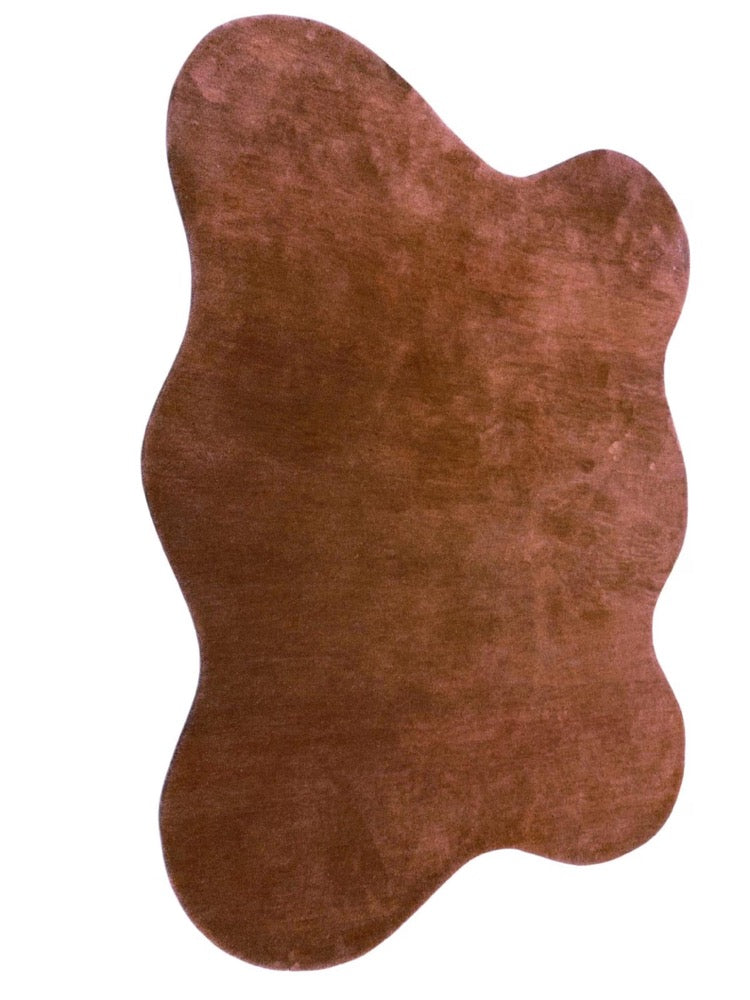 8x10 Brown Organic Shape Rug, Hand Tufted Wool Area Rug, Modern Irregular Carpet, Contemporary Living Room Rug