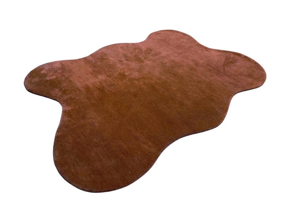 8x10 Brown Organic Shape Rug, Hand Tufted Wool Area Rug, Modern Irregular Carpet, Contemporary Living Room Rug